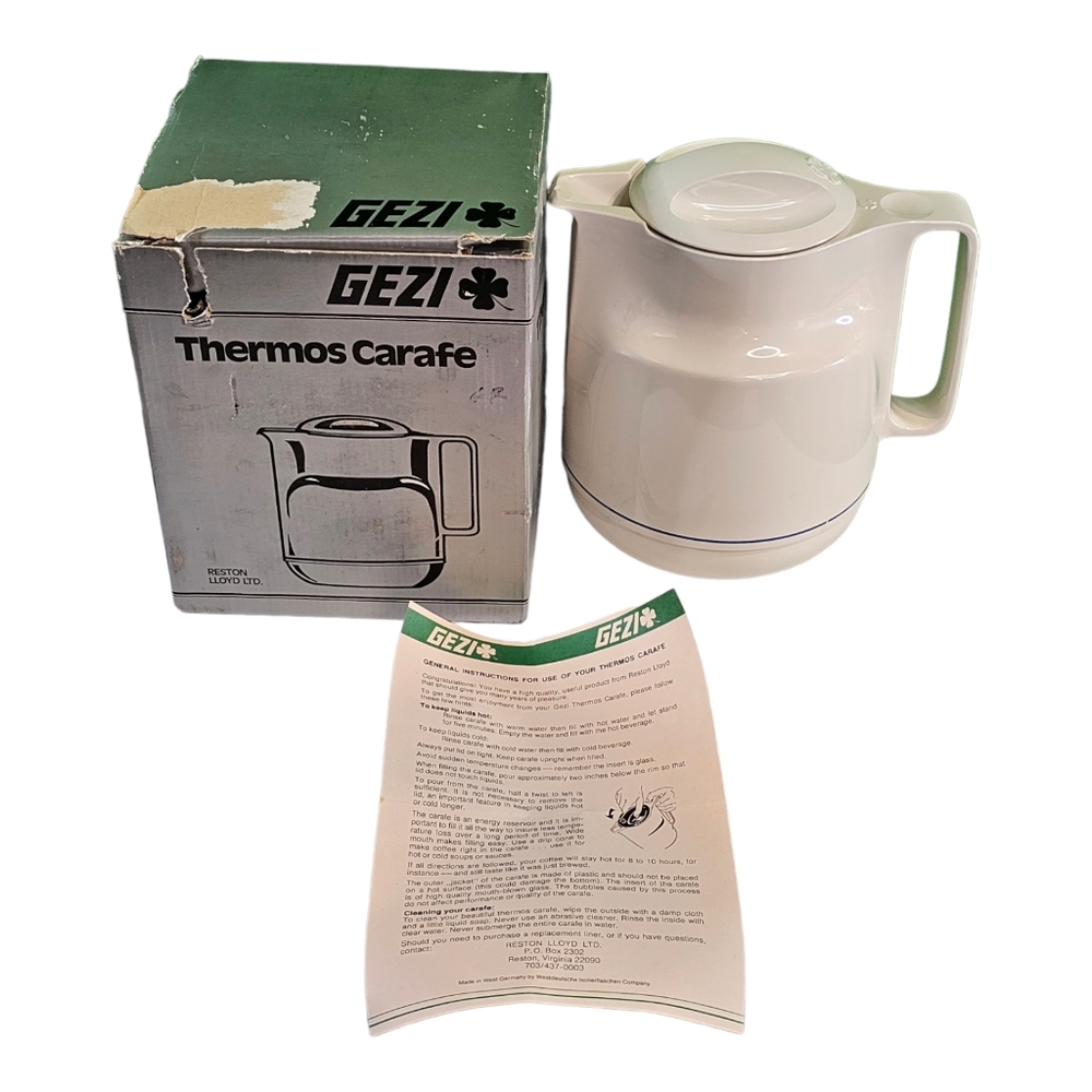 Vintage GEZI Insulated‎ Coffee Thermos Pitcher Carafe Made in WEST GERMANY New
